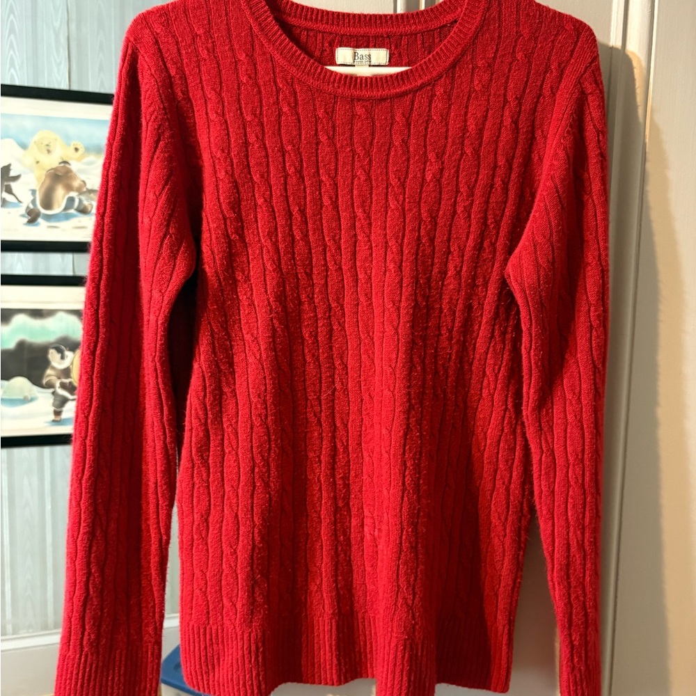 Bass Red Cable Knit Sweater